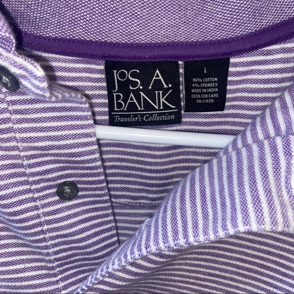 Jos. A. Bank mens striped polo white purple large - Picture 2 of 5